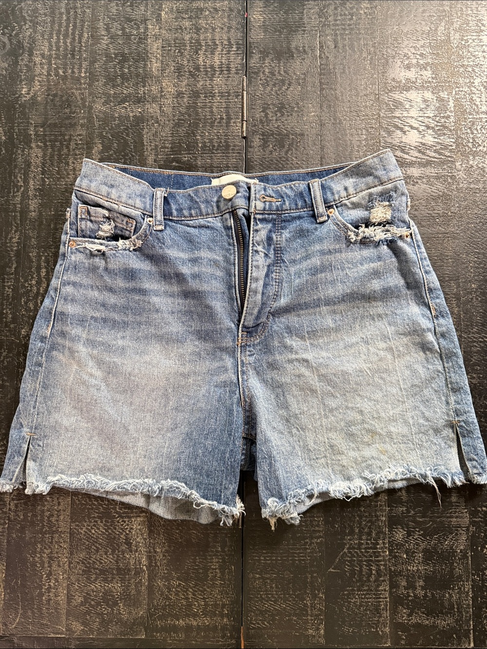 BKE Parker Light Blue Distressed Denim Shorts